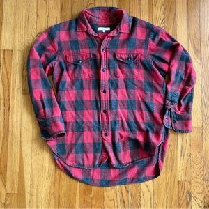 Madewell red plaid button down shirt